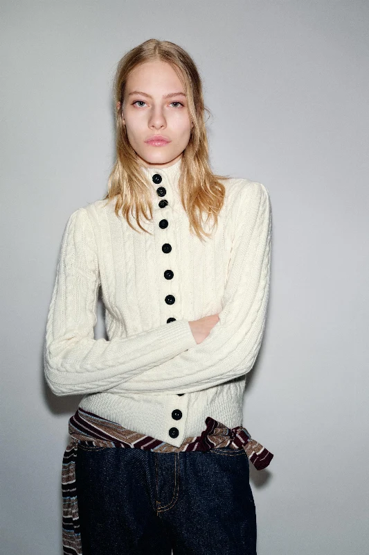 Cable-knit cardigan